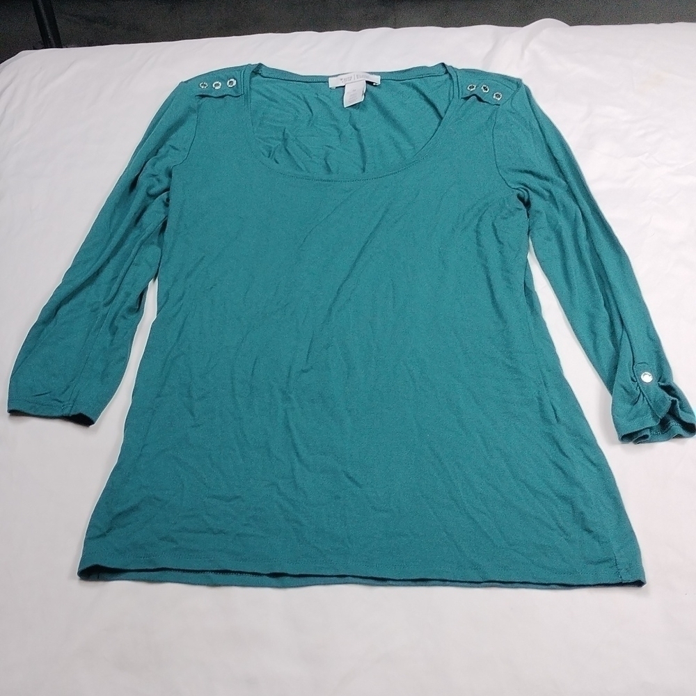 White House Black Market dark Teal  women's Medium sized 3/4 sleeved top